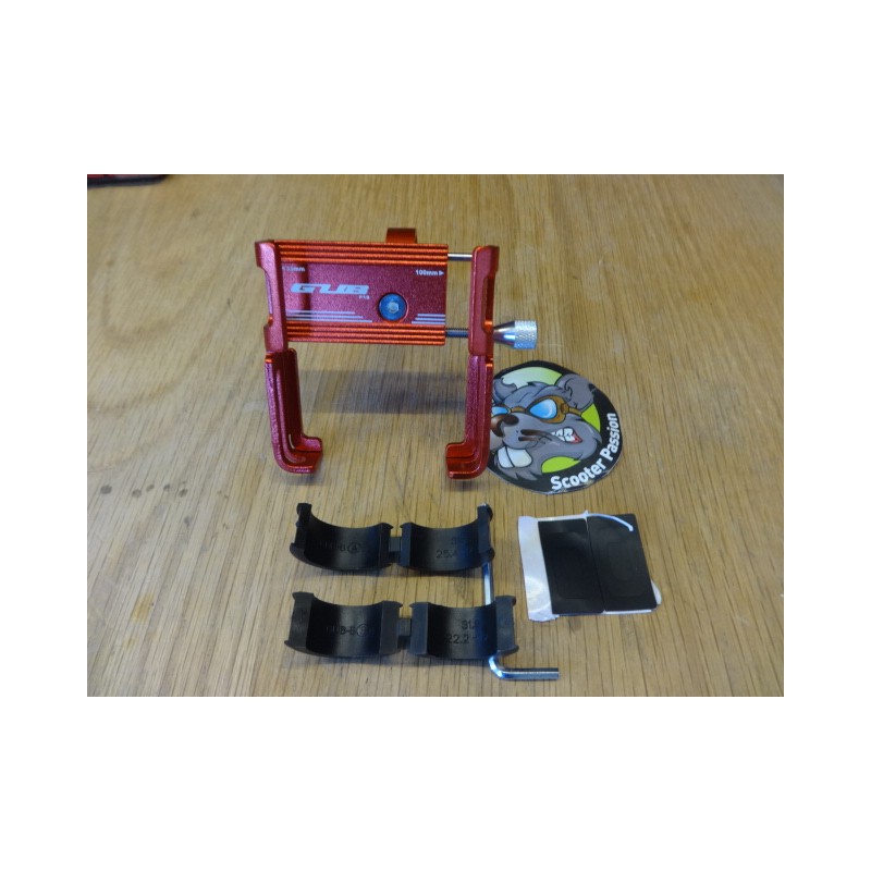 Support smartphone Aluminium CNC ROUGE fixation guidon trottinette électrique