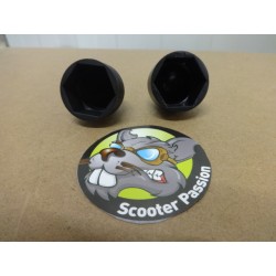 Kit de 2 caches de protection plastic pour écrou M18 axe de roue pour trottinette électrique - NOIR