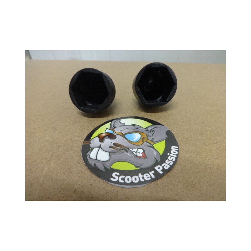 Kit de 2 caches de protection plastic pour écrou M18 axe de roue pour trottinette électrique - NOIR