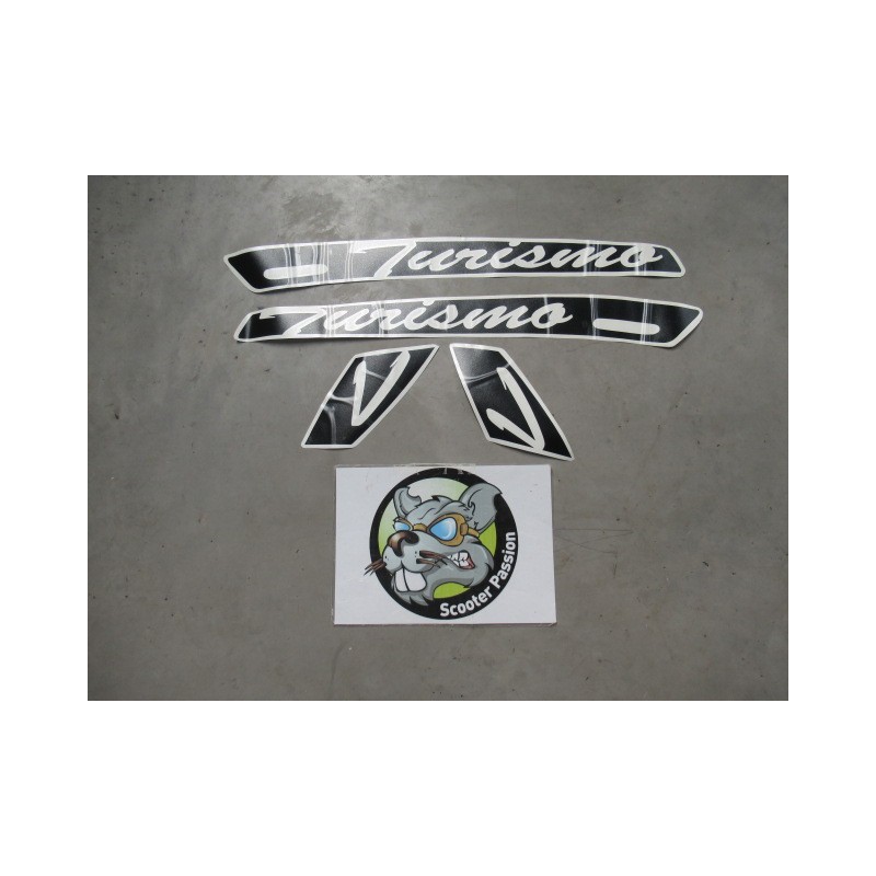 Kit stickers "TURISMO" voor Vespa GTS  ZWART bij scooter passion in belgie