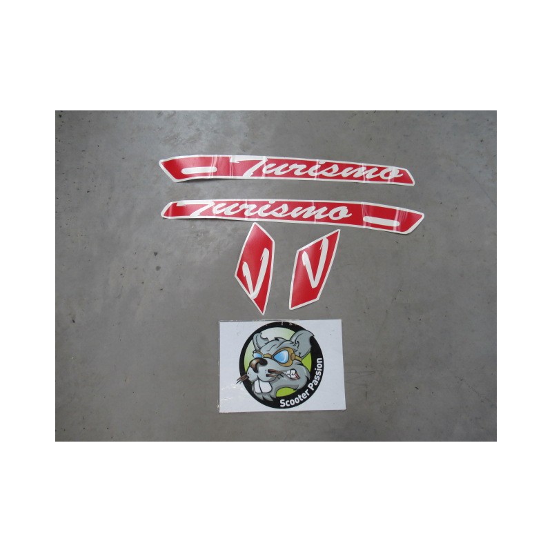 Kit autocollants "TURISMO" Vespa GTS  ROUGE à vendre chez Scooter Passion en belgique et en france