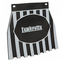 Anti-spat slabbetje met "Lambretta" opschrift in zwart en wit bij scooter passion in belgië