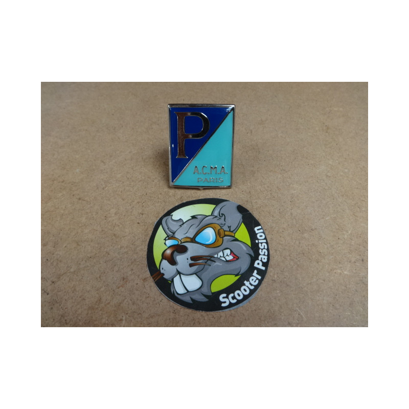 PIAGGIO stalen embleem voor vespa ACMA paris bij scooter passion