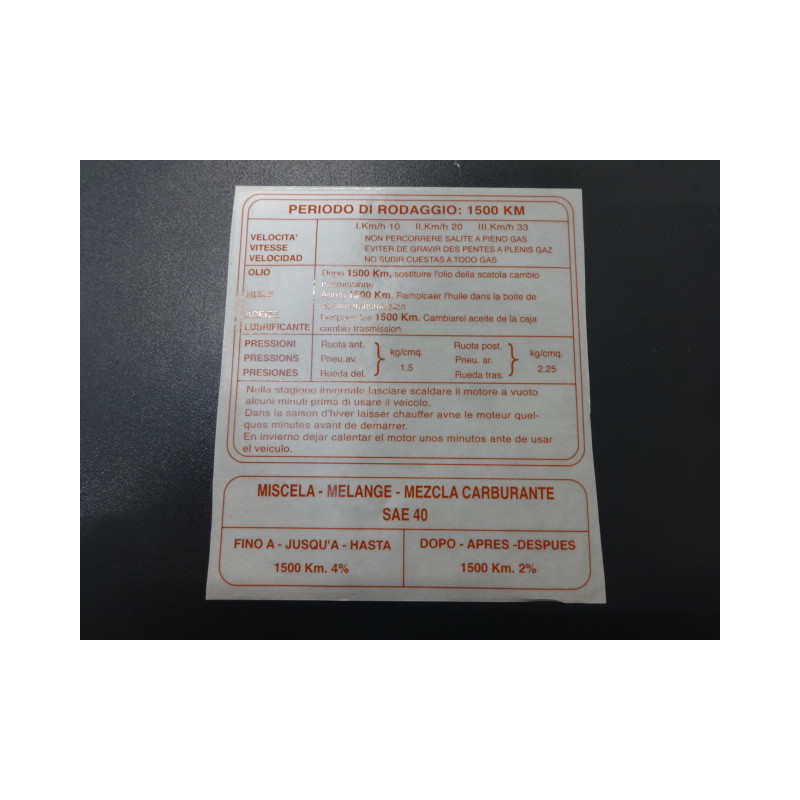 autocollant rodage lambretta junior