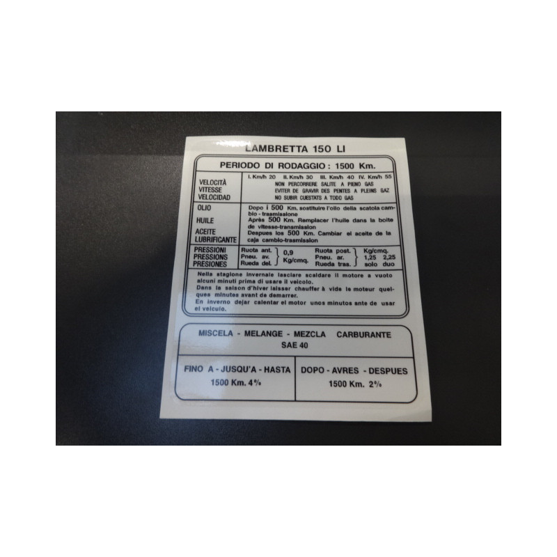 autocollant rodage lambretta li 150