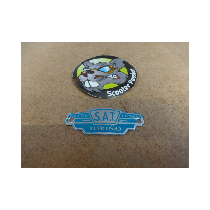 Plaquette de selle SAT TORINO bleu pour Lambretta