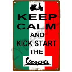Metalen wandbord  "VESPA KEEP CALM" - 20 X 30 cm BIJ SCOOTER PASSION