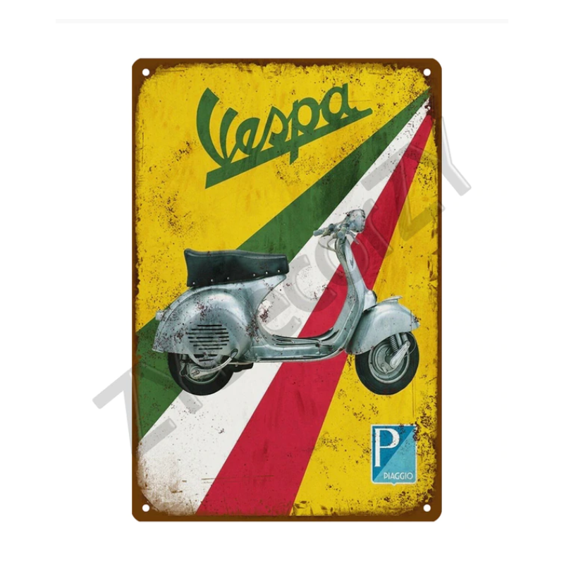 Metalen wandbord  "VESPA Vintage" - 20 X 30 cm bij scooter passion in België