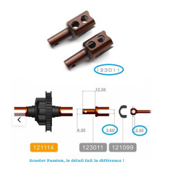 Set 2 vorken 10X3.6mm aansluiting cardans differentieel CVD DRIVE Rc auto SNRC 1/10