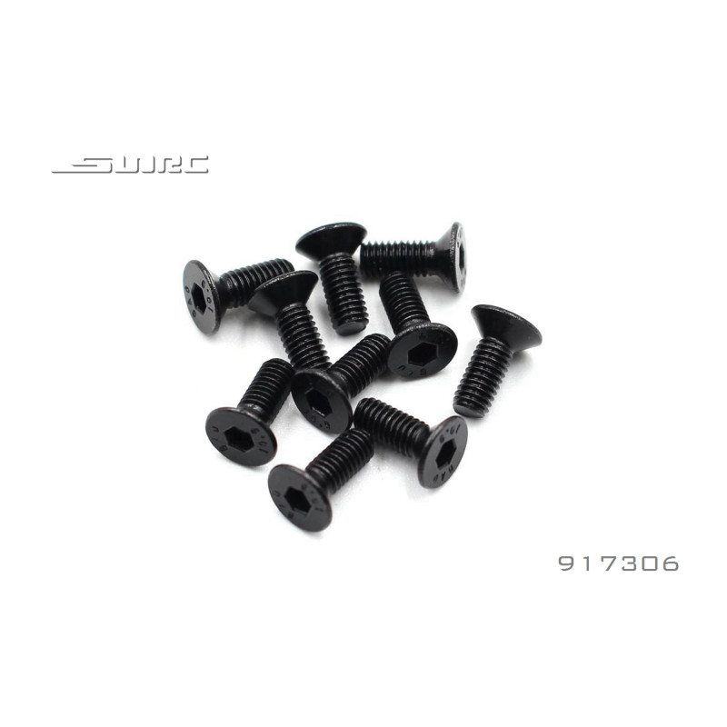 Kit 10 vis M3X6 tete fraisée voiture RC SNRC R3 - Tête fraisée