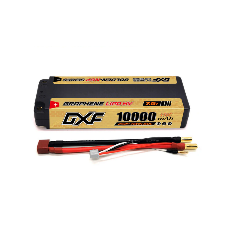 LiPo accu Batterij - 2S 10000mAh 7.6V 150C GOLDEN-NGP - Hard Case  - Plug 5mm