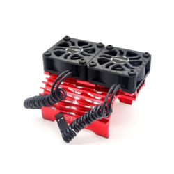 Radiateur alu double ventilateur 30x30x10 haute vitesse pour moteur voiture rc Ø 40/42mm - ROUGE