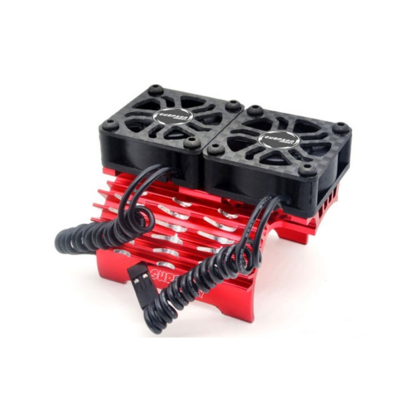 ALU RADIATOR dubbele koelingfans 30x30x10 hoge snelheid motor rc auto Ø 40/42mm - ROOD