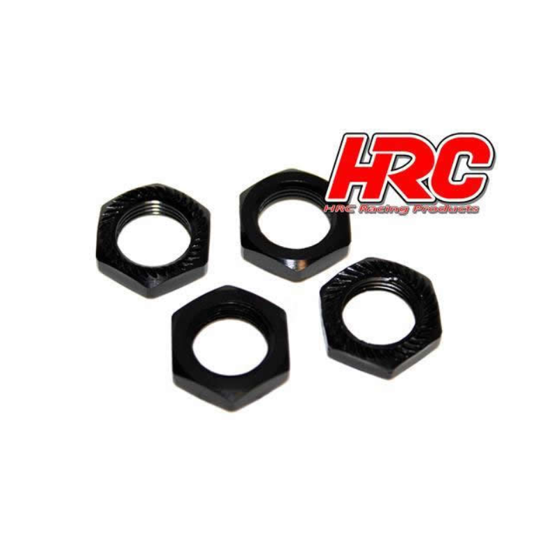 Kit 4 écrous de roue 17mm voiture rc  GT 1/8  - CNC NOIR - 1 mm