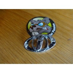 Embleem ("I") plastic CHROME claxon beneden Lambretta GP/DL bij scooter passion in belgië