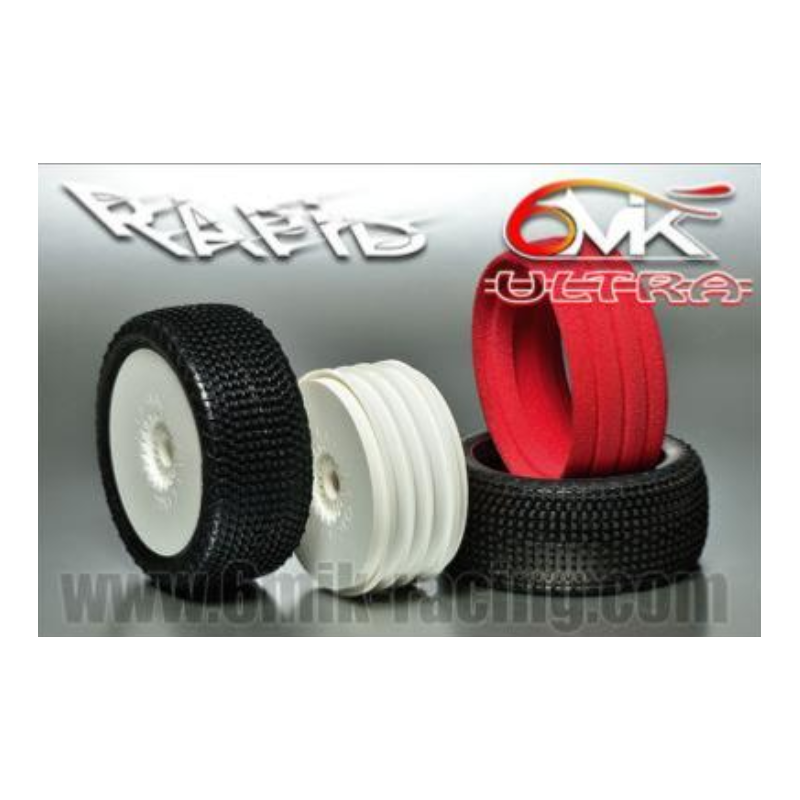 2 banden 1/8 BUGGY RAPID 6MIK + WIT VELGEN + ULTRA INSERT te koop rc winkel no traxxas belgie