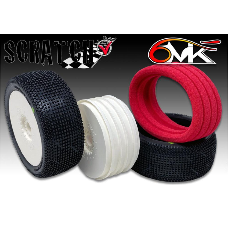 2 banden 1/8 BUGGY SCRATCH 6MIK + WIT VELGEN + ULTRA INSERT