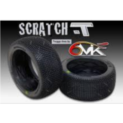 Set 2 banden 1/8 TRUGGY SCRATCH-T 6MIK gemonteerd gelijmd op WIT VELGEN met ULTRA INSERT