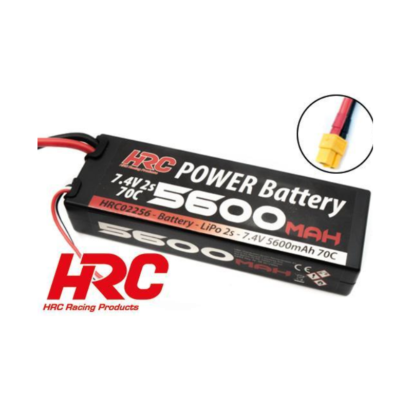 Batterie Accu LiPo HRC - 2S - 7.4V 5600mAh 70C - HARD CASE - XT60