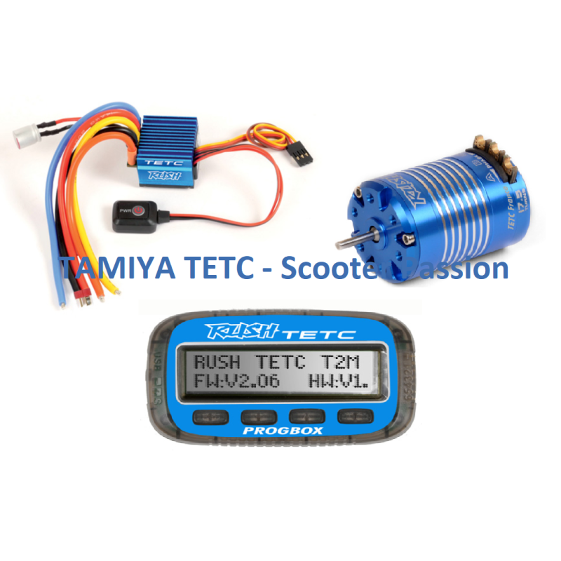 copy of SET Motor Rush stock SE 17.5T Brushless  + Variator RUSH 50A TETC + Progbox rc auto Tamiya - OPTION TETC