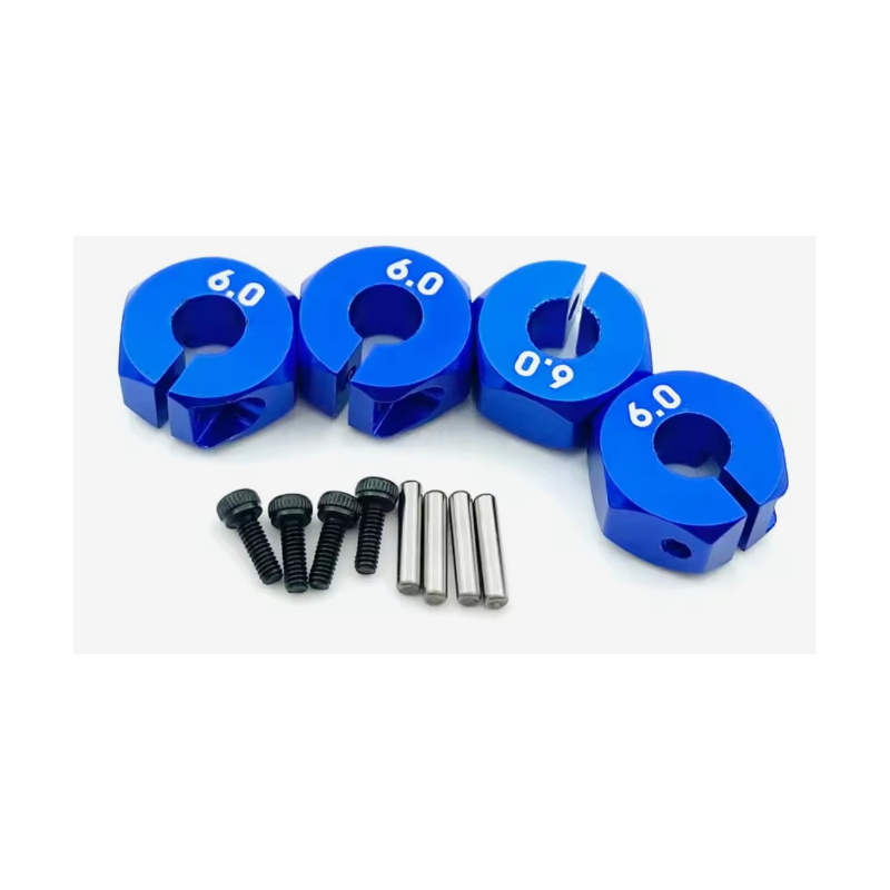 Kit 4 moyeux hexagones de roue voiture rc 1/10 - BLEU - 6mm - OPTION à vendre magasin modélisme tamiya belgique