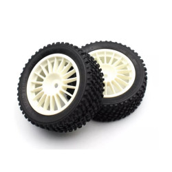 Kit 2 jantes + pneus AVANT voiture rc Rally 1/10 - BLANC