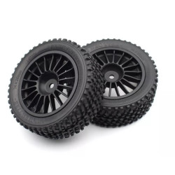 Set 2 velgen + banden VOORAAN rc auto Rally 1/10 - ZWART te koop modelbouw belgie rc winkel