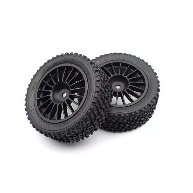 Kit 2 jantes + pneus AVANT voiture rc Rally 1/10 - NOIR à vendre magasin modélisme belgique