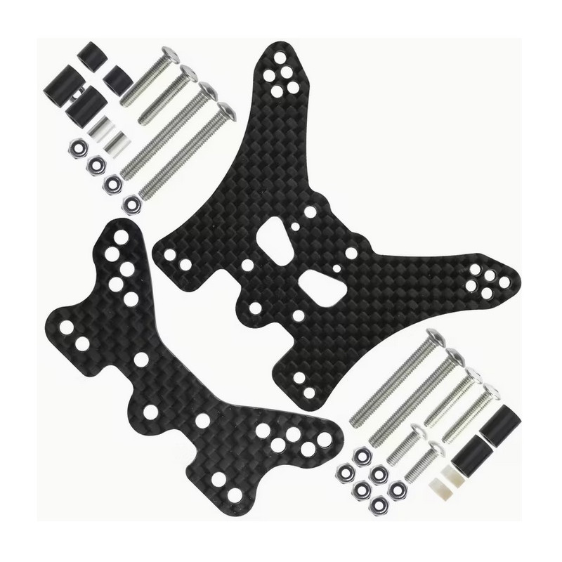 Kit tours d'amortisseurs AVANT et ARRIERE Tamiya TT-02B - OPTION CARBONE à vendre magasin modélisme belgique