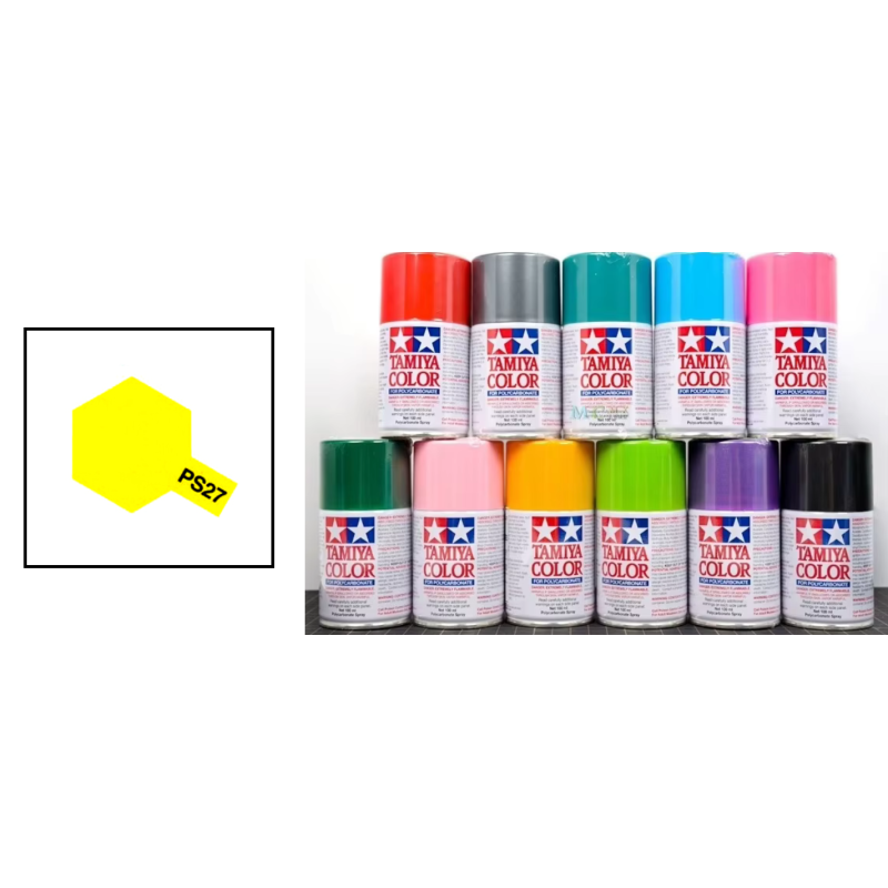Peinture TAMIYA carrosserie lexan voitures RC - PS27 - JAUNE FLUO