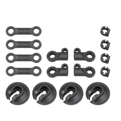 Set tussenschoten, shockdempers cup en shockdemperstangen Buggy RC8B4.1 - OPTIE ALUMINIUM