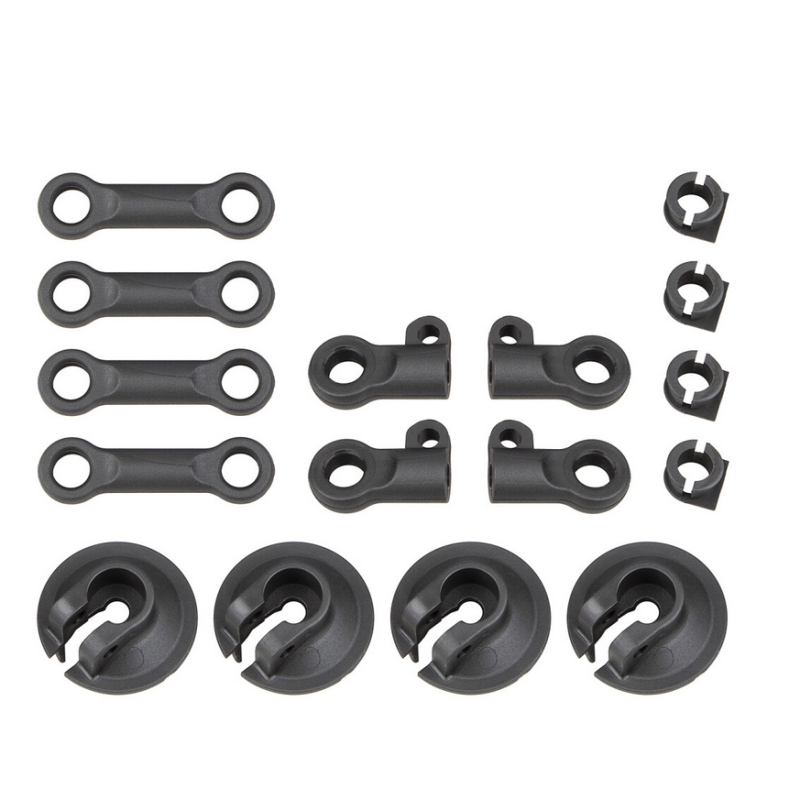 Set tussenschoten, shockdempers cup en shockdemperstangen Buggy RC8B4.1 - OPTIE ALUMINIUM