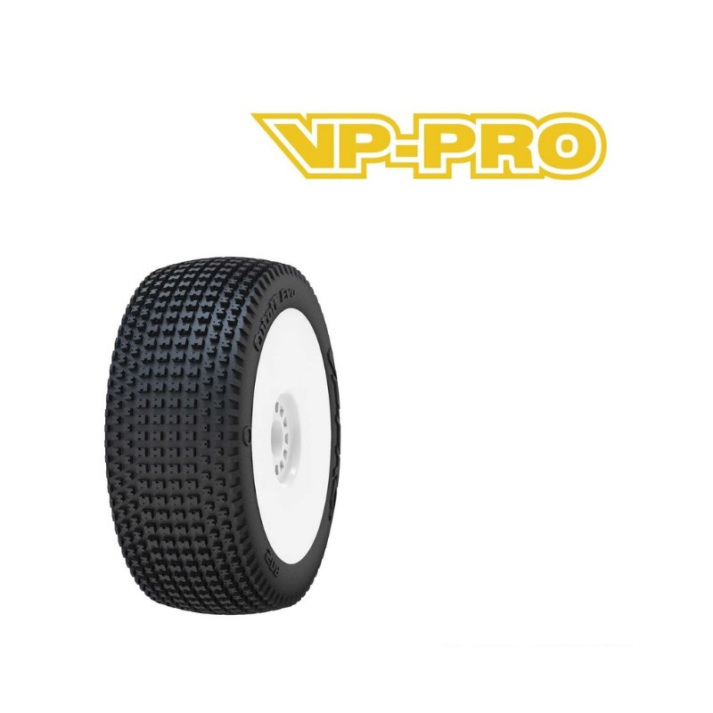 Kit 2 pneus 1/8 BUGGY CUTOFF EVO VP PRO montés collés sur JANTES BLANCHES avec INSERT