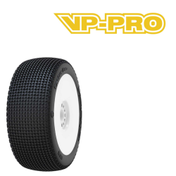 banden 1/8 TRUGGY  VP PRO CACTUS EVO gemonteerd gelijmd op WITE VELGEN te koop modelbouw belgie rc shop