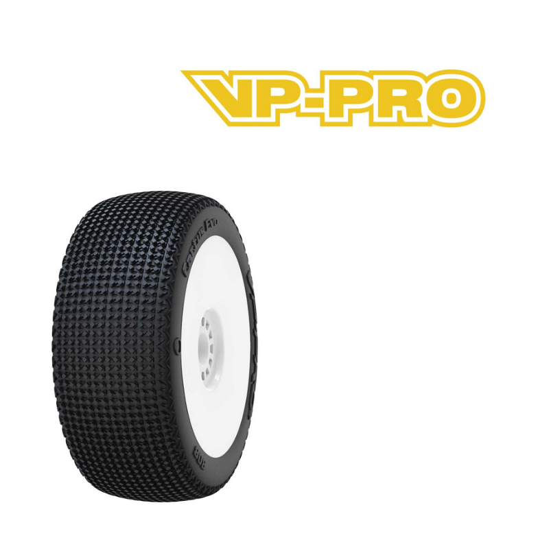 Kit 2 pneus 1/8 TRUGGY VPPRO CACTUS EVO montés collés sur JANTES BLANCHE avec INSERT à vendre belgique magasin modélisme rc