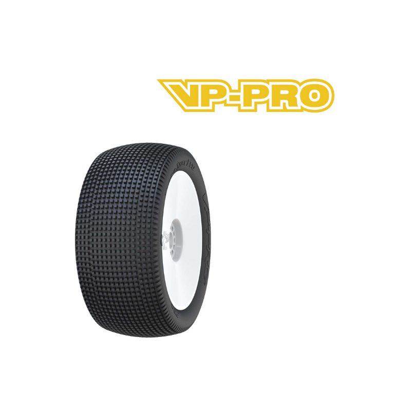 pneus 1/8 TRUGGY VP PRO TURBO TRAX EVO montés collés sur JANTES BLANCHE avec INSERT magasin modélisme rc belgique france