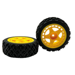 Kit 2 jantes + pneus voiture rc Rally 1/10 - JAUNE