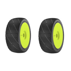 Kit 2 pneus 1/8 BUGGY M30 TRIKY montés collés sur JANTES JAUNES avec INSERT