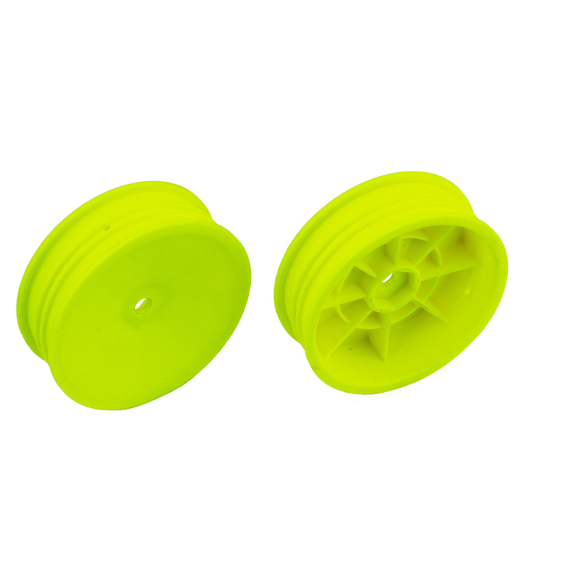 Set 2 velgen Team Associated 2.2" buggy 1/10 - VOORAAN 4X2 - FLUO GEEL- SLIM te koop belgie  rc moldelbouw winkel