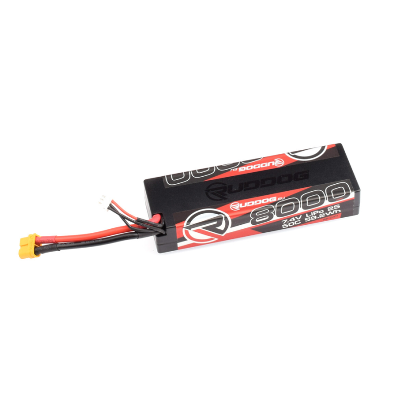 Batterie Accu LiPo RUDDOG - 2S - 7.4V 8000mAh 50C - HARD CASE - XT60