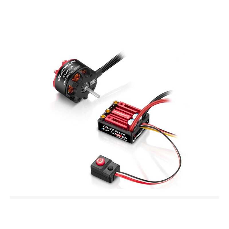 Kit combo Hobbywing variateur QuicRun WP10BL80-G2 et moteur Outer 3530SL-2200kV  magasin modélisme rc belgique