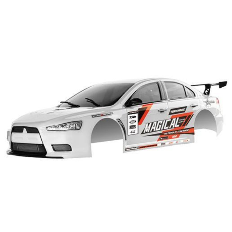 Body RC auto 1/10 Rally Mitsubishi Lancer White -Ready to run te koop rc winkel modelbouw belgie