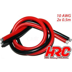 **Siliconenkabel motor/regelaar ZWART/ROOD – 10 AWG – RC – 0,5 m**
 te koop belgie modelbouw rc winkel