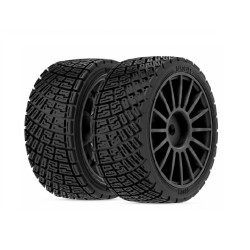 Kit 2 jantes + pneus voiture rc Rally 1/10 - ACROPOLE - Jantes Noires