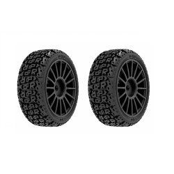 Kit 4 jantes + pneus voiture rc Rally 1/10 - RAC RALLY - Jantes Noires
