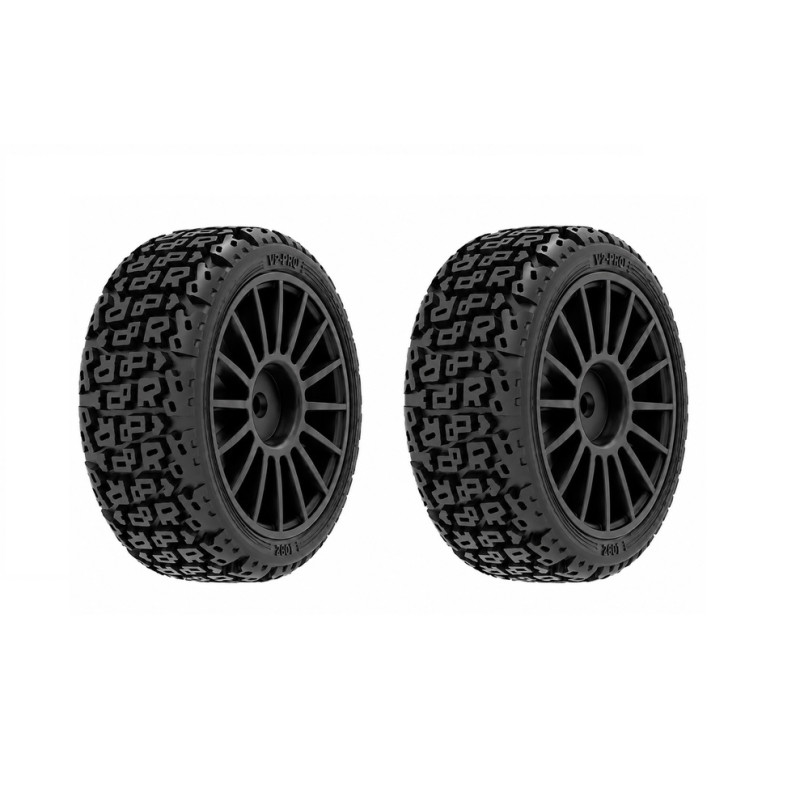 Kit 4 jantes + pneus voiture rc Rally 1/10 - RAC RALLY - Jantes Noires