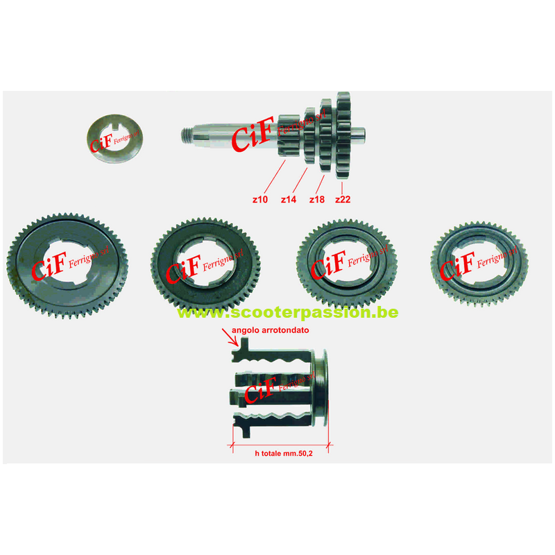 vespa Set tandwielen versnellingsbak 4 versnelkingen type PK belgie nederland