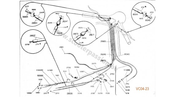 Gaines, câbles et pédale de frein arrière