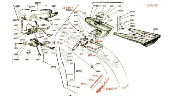 Réservoir, robinet, selle avant 
