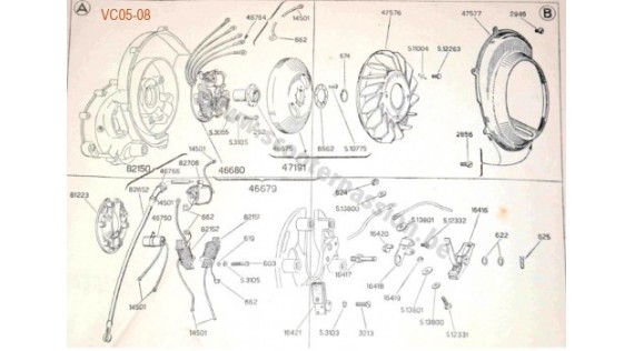 Allumage, volant moteur, cache volant moteur